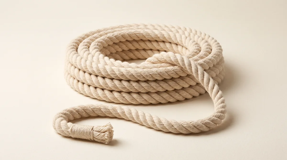 Coils of twisted and braided rope in natural cotton and dyed cotton-look shades