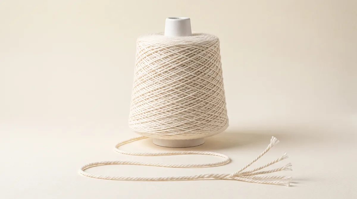 Cones and hanks of plied yarn in natural cotton and dyed cotton-look shades