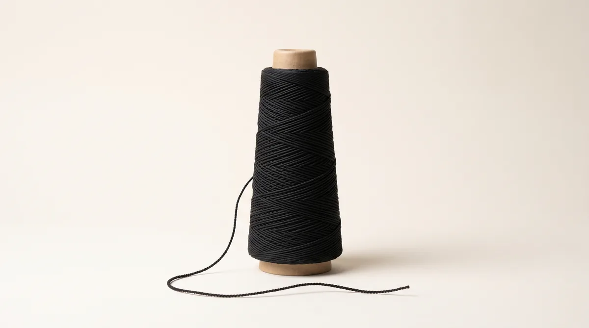 Cones of covered elastic thread in black, white and assorted colours